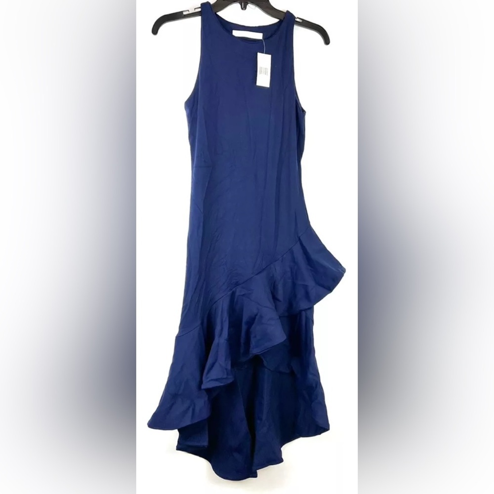 Susana Monaco Women’s Dark Blue Sleeveless Ruffle Bottom Dress Size M